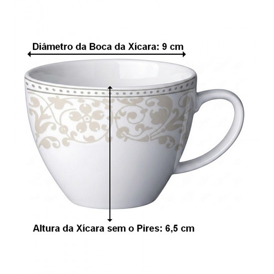 Xicara Para Chá 230ml Versa Perola Porcelana Germer